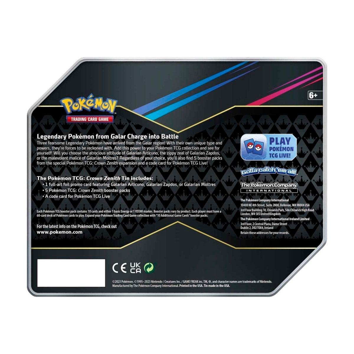 Pokemon: Crown Zenith Collection Tin [Galarian Zapdos]